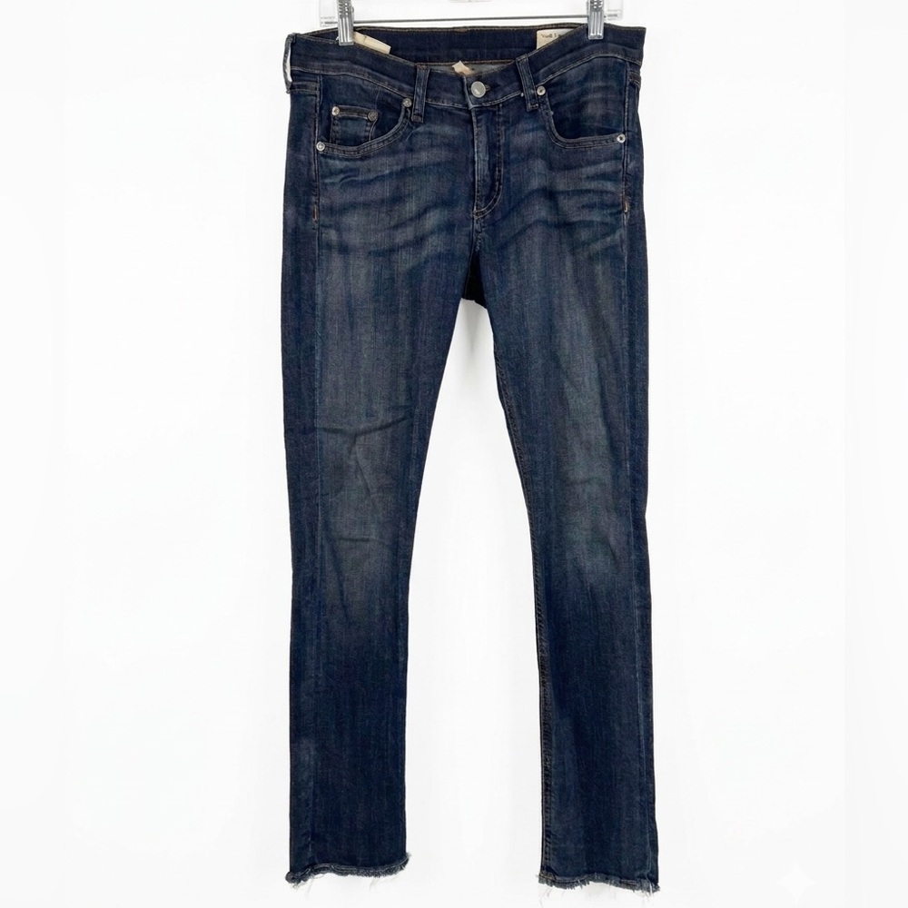 Rag & Bone Orson Mid-Rise Slim Capri Jeans - Soft Tech Denim Raw Hem - Size 28